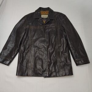 M Julian Wilsons Leather Jacket Mens XL Brown Thinsulate Missing Front Buttons